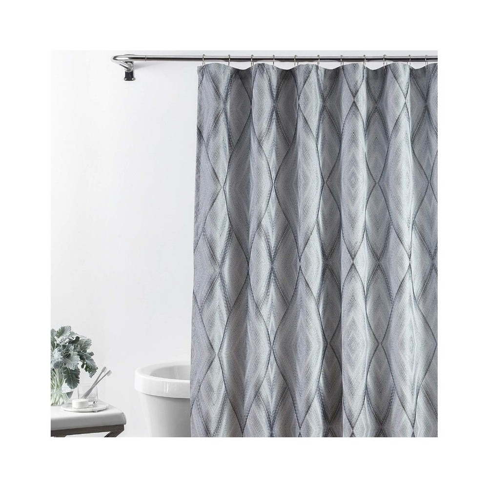 Croscill Echo Shower Curtain 72x72 Slate Grey New Geometric Diamond Woven Fabric